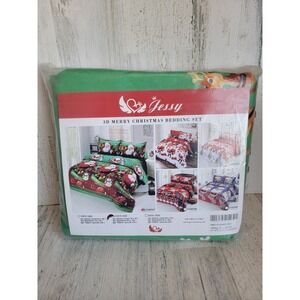 vintage Jessy 3D Merry Christmas queen‎ size bedding set Santa Claus Snowman